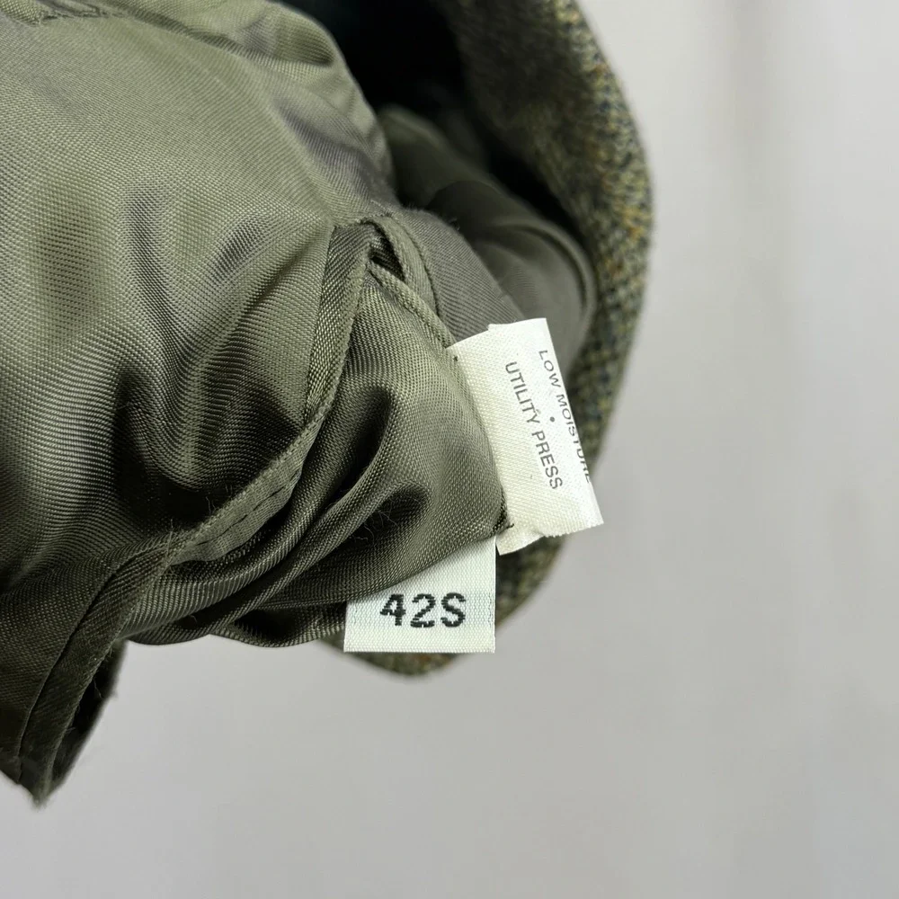 Burberry Sport Coat Men 42S Brown Green Tweed‎ Herringbone Wool Blazer 3 Button